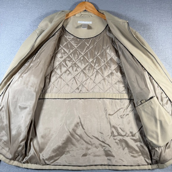 Vintage Perry Ellis Mens Khaki Full Zip Lined Harrington Jacket Size Large - Picture 9 of 16